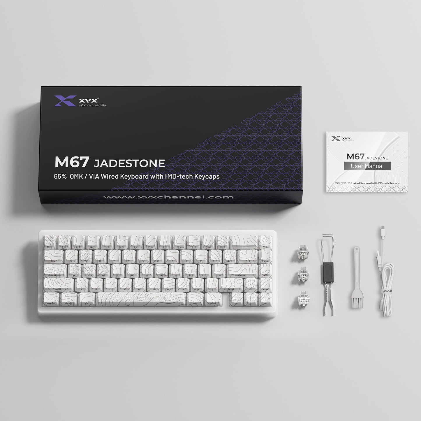 XVX M67 JadeStone Mechanical Keyboard With IMD-Tech Keycaps (Stellar White)
