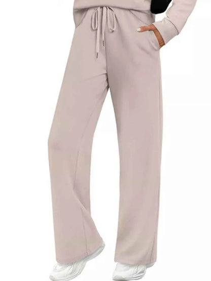 Full Size Round Neck Long Sleeve Top and Pants Set Plus Size