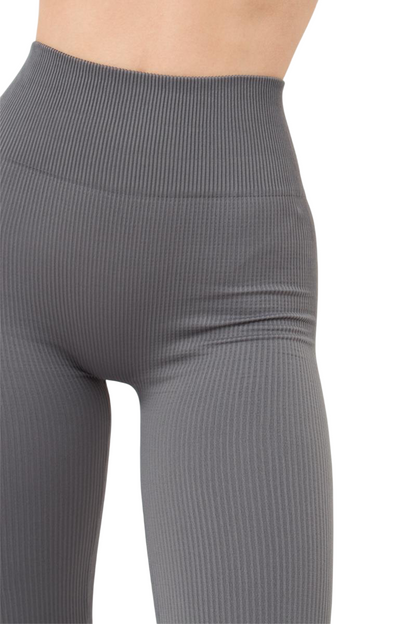 Seamless Ribbed High-Waisted Push-Up Leggings for Women - Yoga, Workout, Gym, and Casual Wear