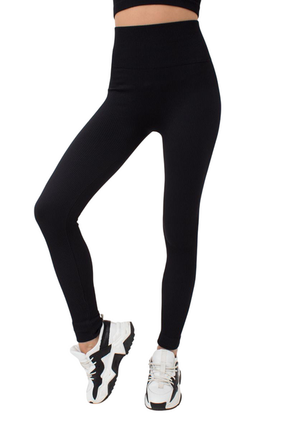 Seamless Ribbed High-Waisted Push-Up Leggings for Women - Yoga, Workout, Gym, and Casual Wear