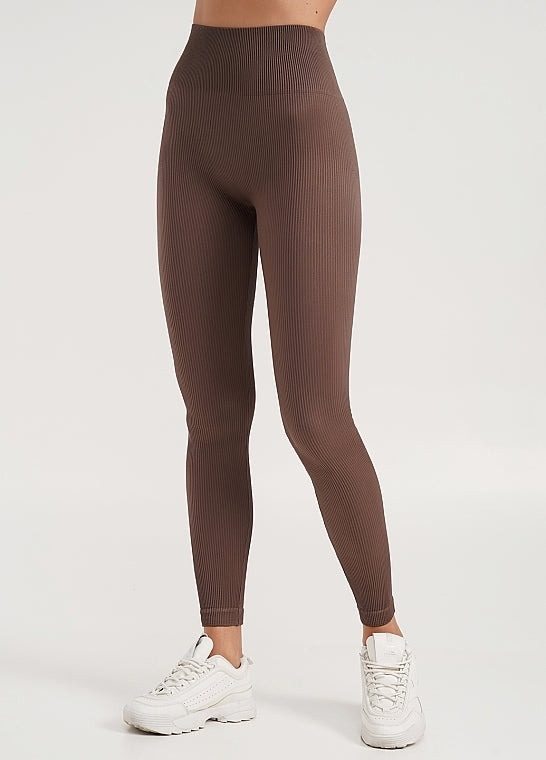 Seamless Ribbed High-Waisted Push-Up Leggings for Women - Yoga, Workout, Gym, and Casual Wear
